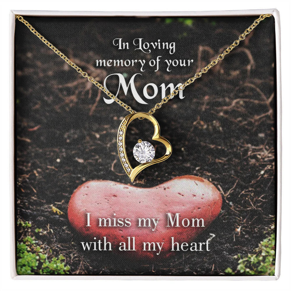 Mom Miss My Mom Forever Love Cz Heart Necklace White Gold Luxury Box